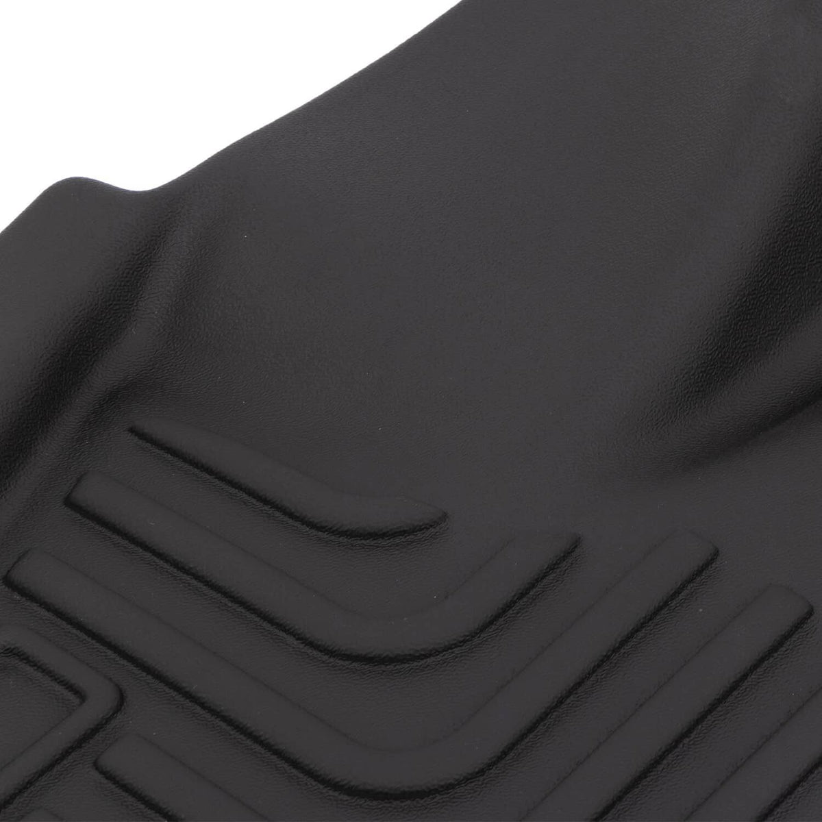 Dark rubber cargo liner mat with raised channel grips detail
