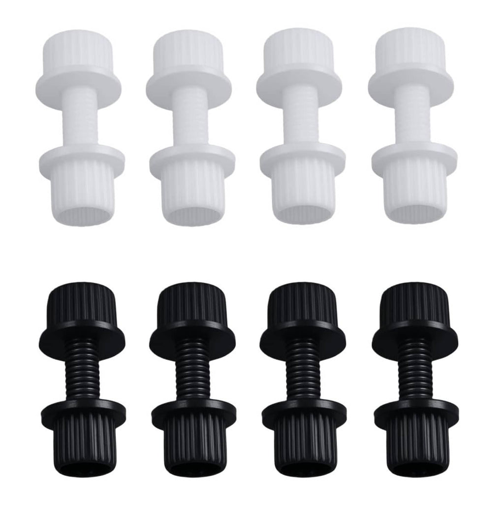 Nylon license plate screws with caps, 4 white and 4 black fasteners