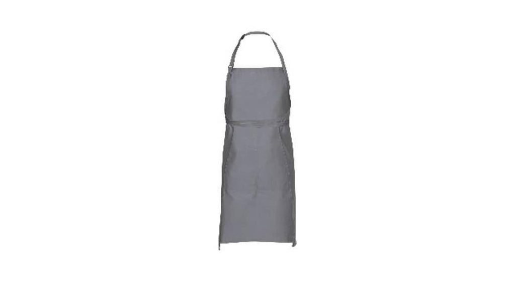 Gray butcher apron, single piece with neck loop and adjustable waist ties