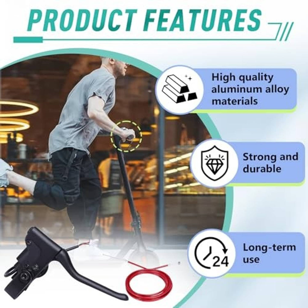 Black brake handle lever with red brake cable coil