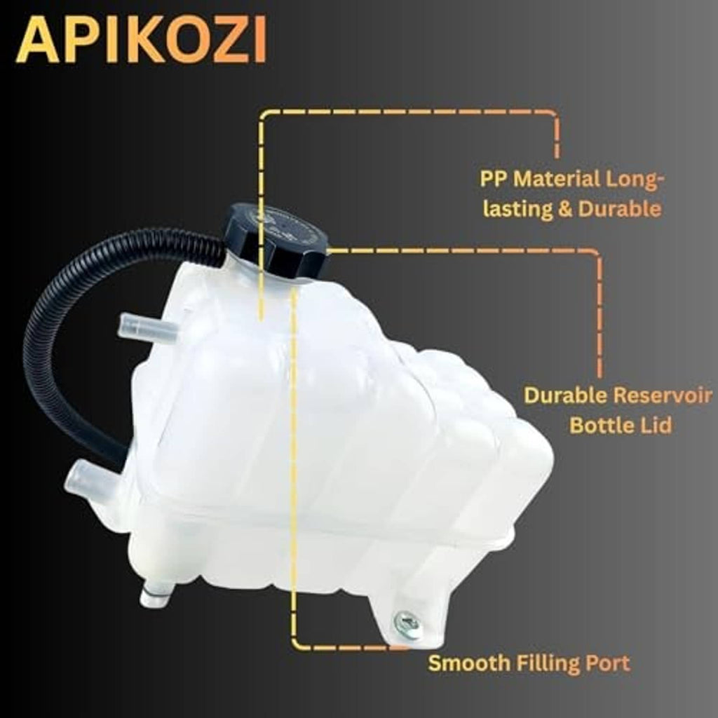 Engine coolant expansion reservoir tank with black cap and smooth filling port