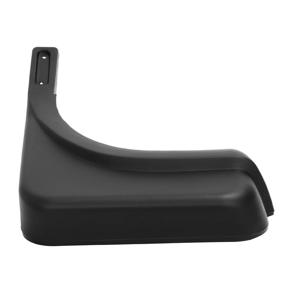 Black left golf cart fender cap, front-facing curved base and bracket holes
