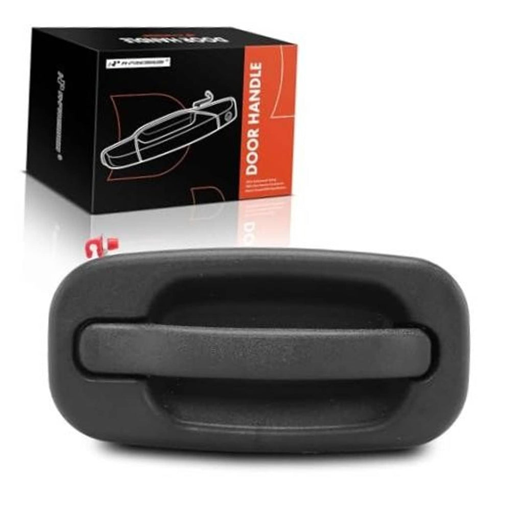 Textured black exterior door handle, no key hole