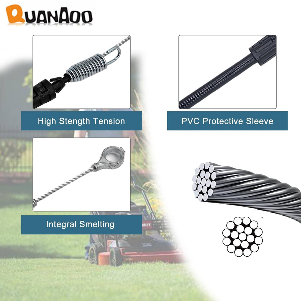 Traction cable with steel wire, spring, black connector and protective sleeve