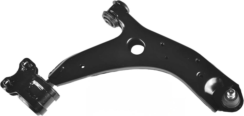 Black front control arm with bushing mount and ball joint bracket, suspension part