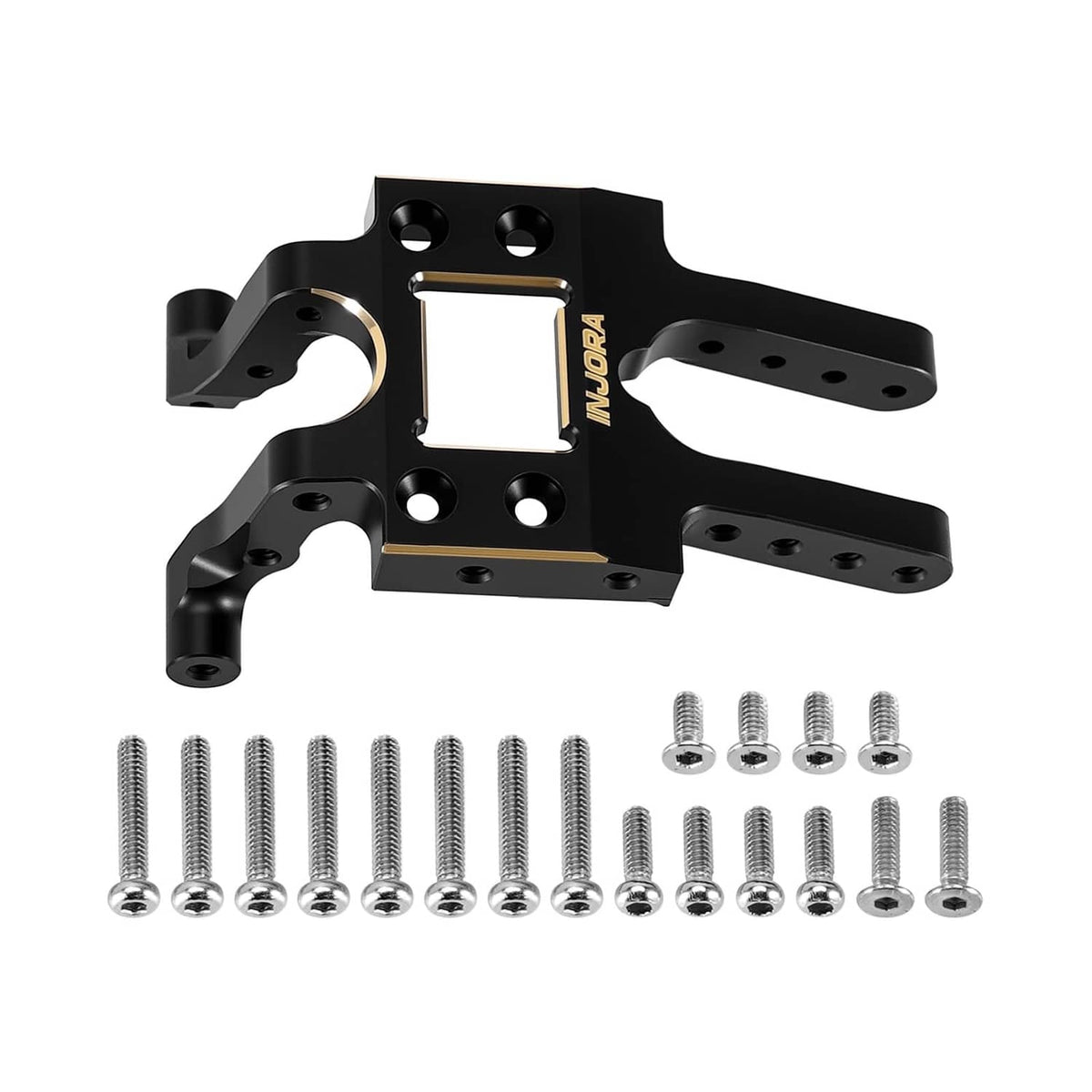 INJORA black-coated brass skid plate with mounting screws for 1/18 RC crawler