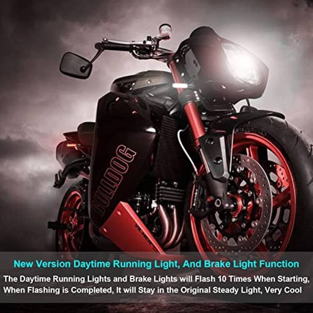4-piece motorcycle LED turn signal indicators with black CNC lamp housings
