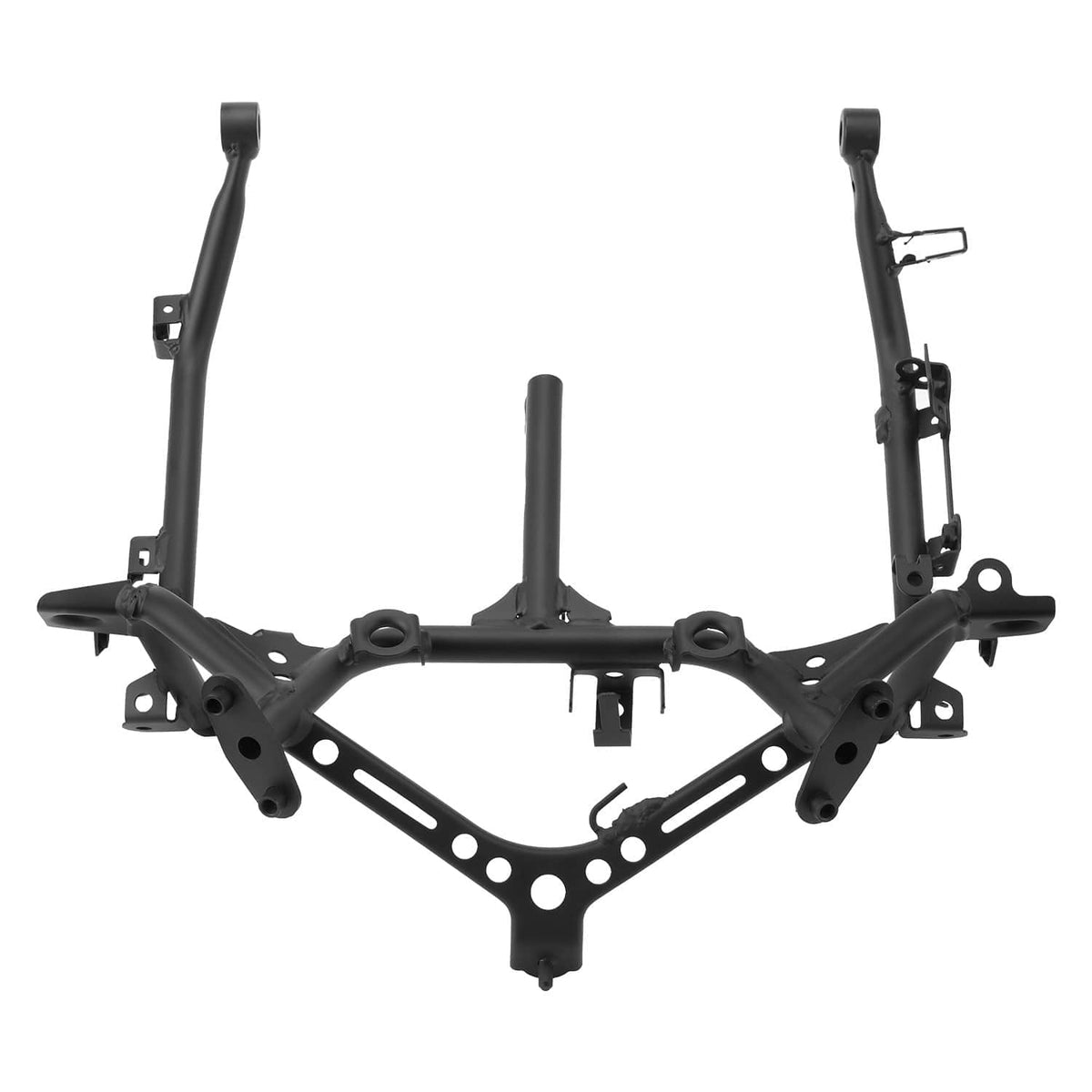 Black headlight upper stay bracket with center support and mounting tabs