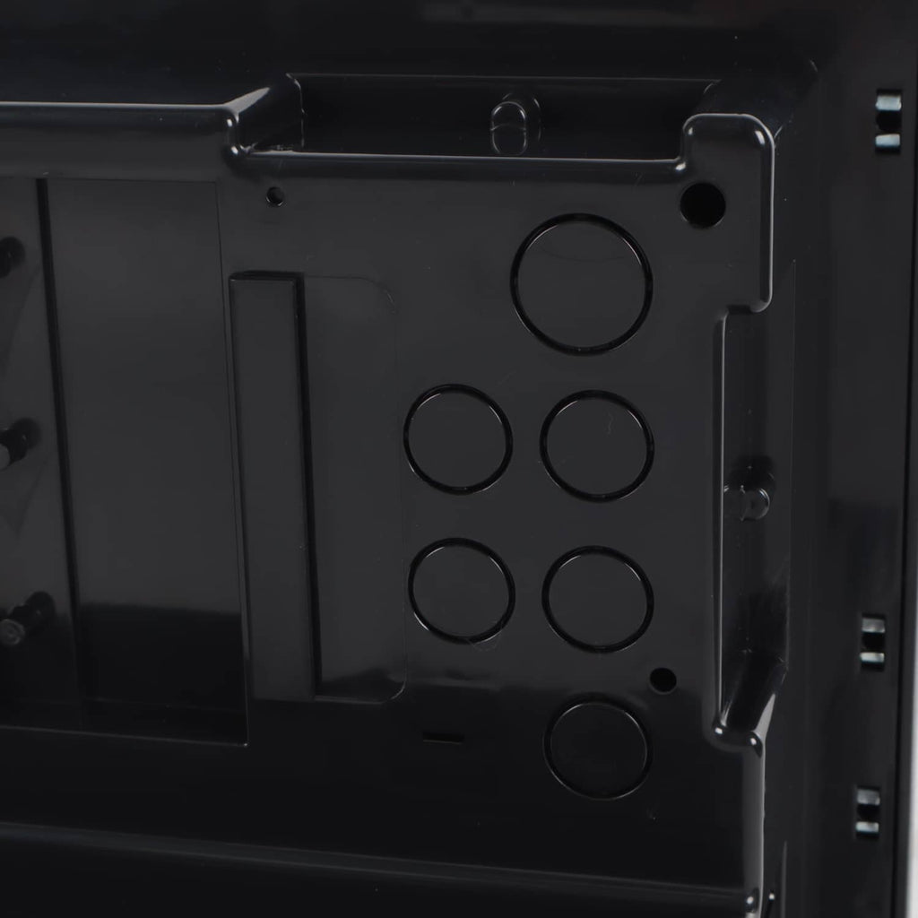 Black mounting bracket plate with circular holes on power converter housing