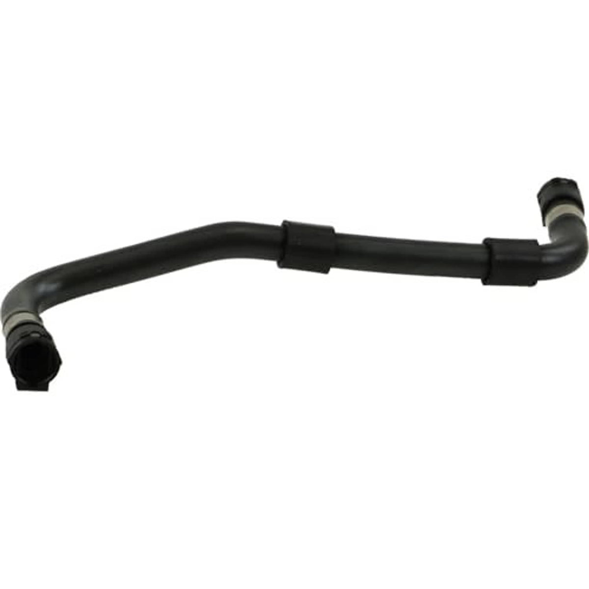 Rein black water hose with two end fittings and central sleeve clamp