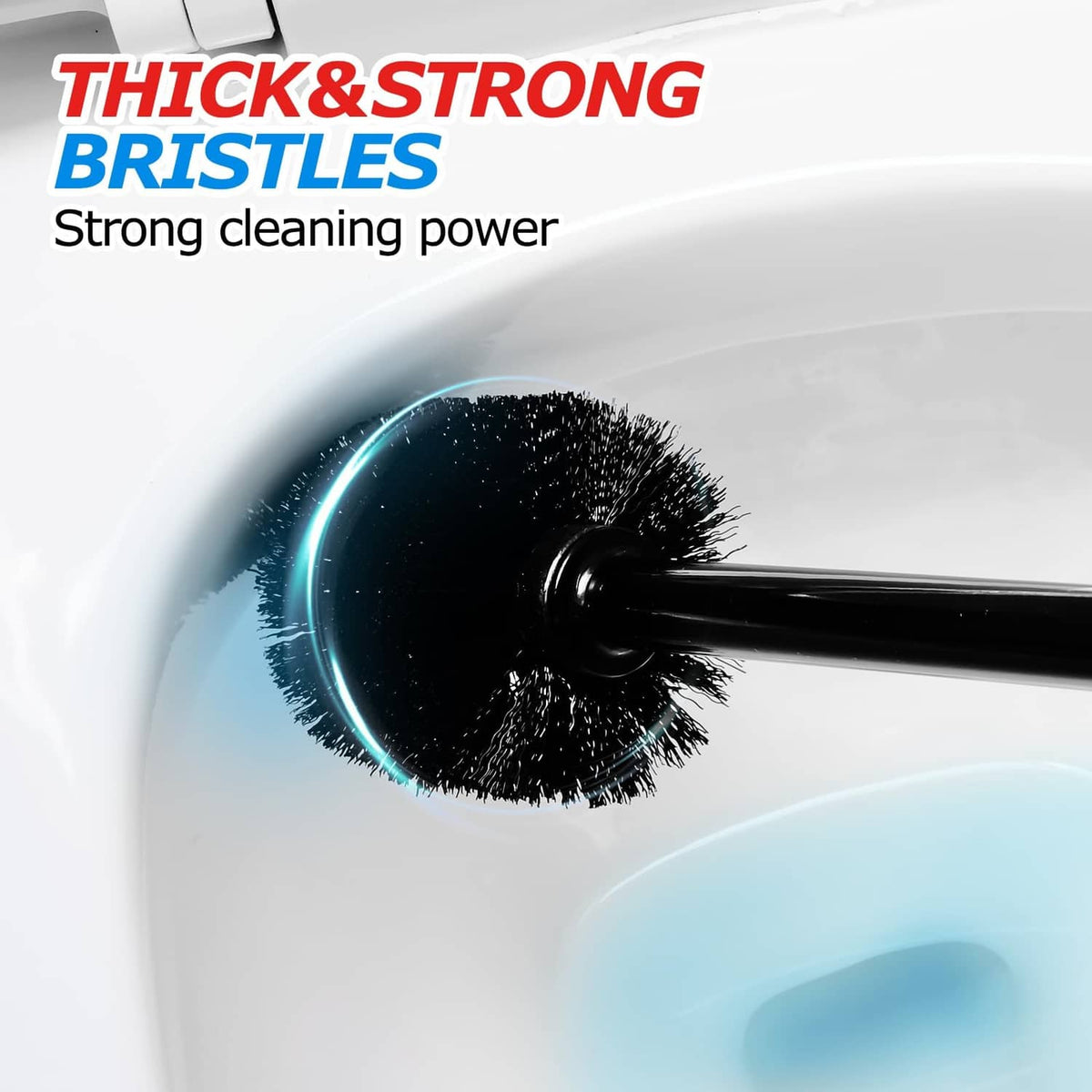 Black toilet brush head with thick bristles for deep cleaning