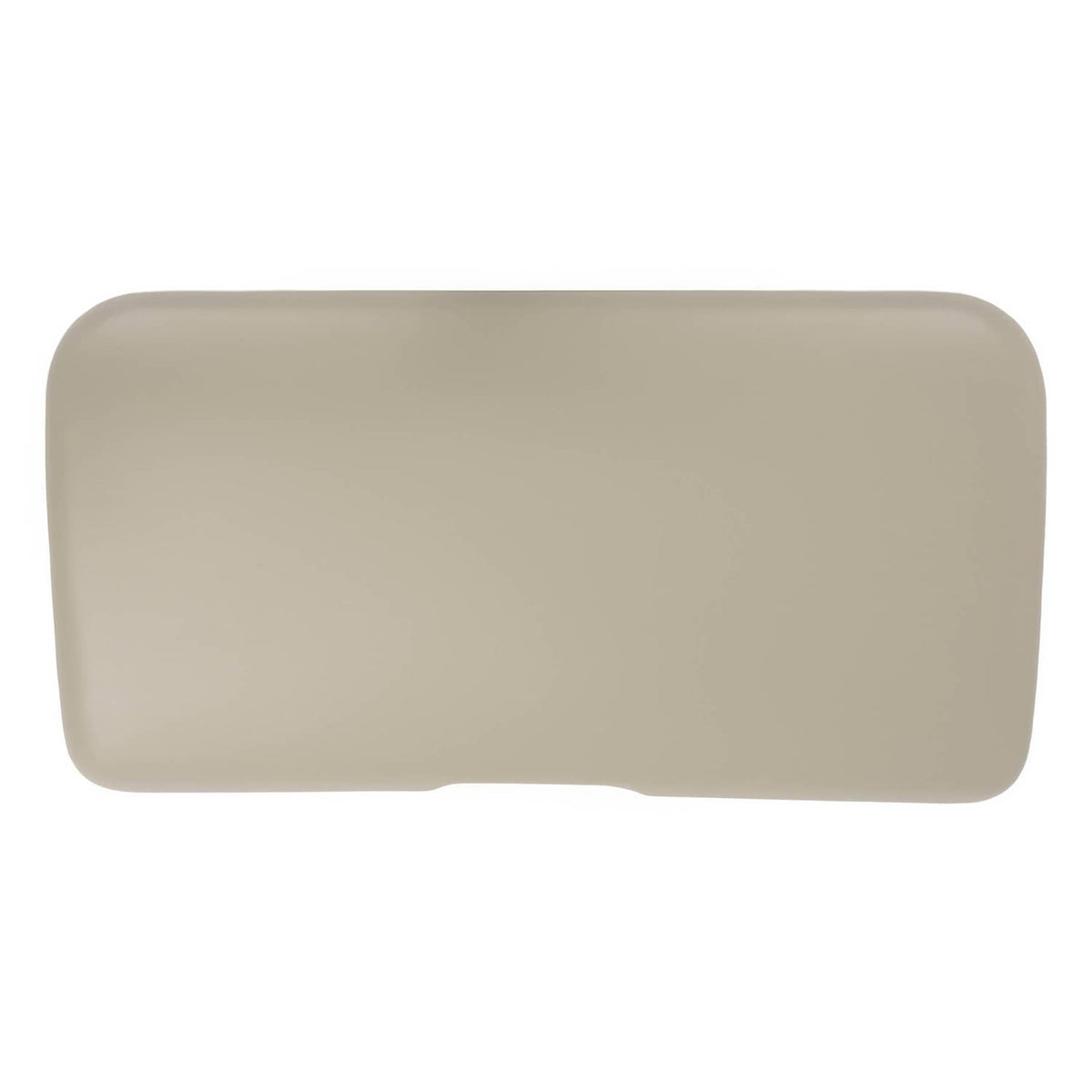 Beige front seat cushion insert with rounded rectangular shape and smooth surface