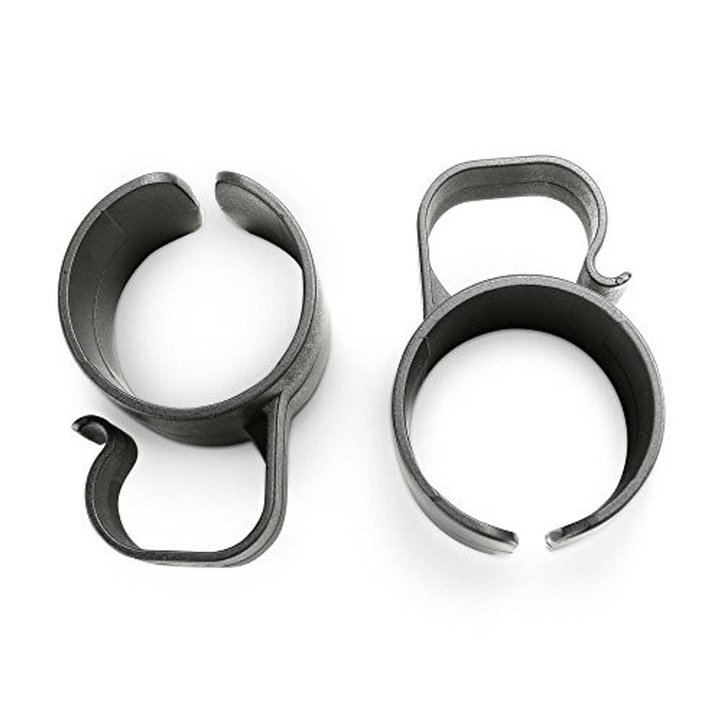 Black 35 mm speaker pole cable clips, two-piece ring design with open mouth