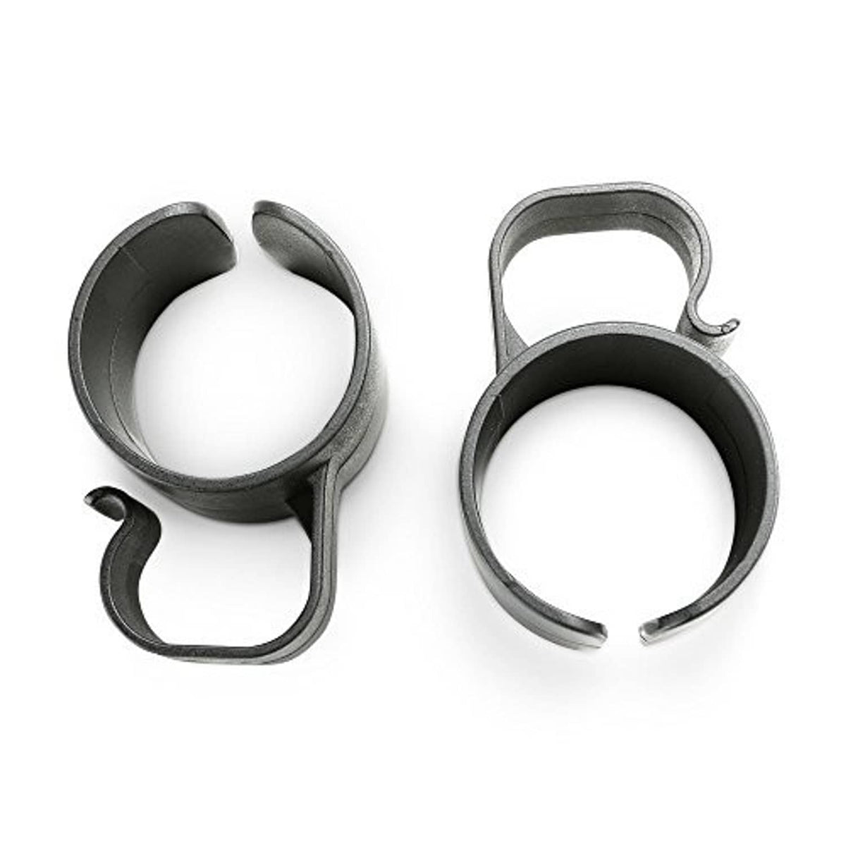 Black 35 mm speaker pole cable clips, two-piece ring design with open mouth