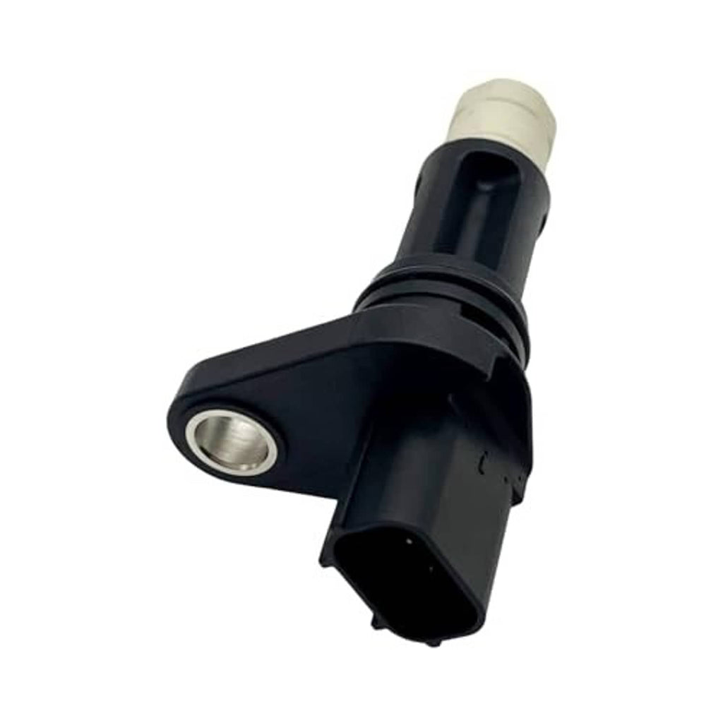 Crankshaft position sensor with black body, white connector top, metal mounting screw hole