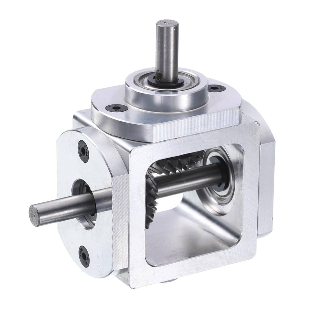 RivetOak uxcell Gear Box 90 Degree Right Angle Bevel Gearbox 1:1 Single Silver Tone