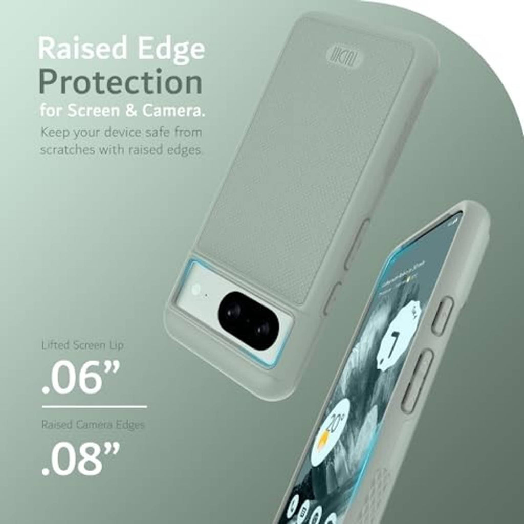 Mint green case with raised screen and camera edges to help prevent scratches