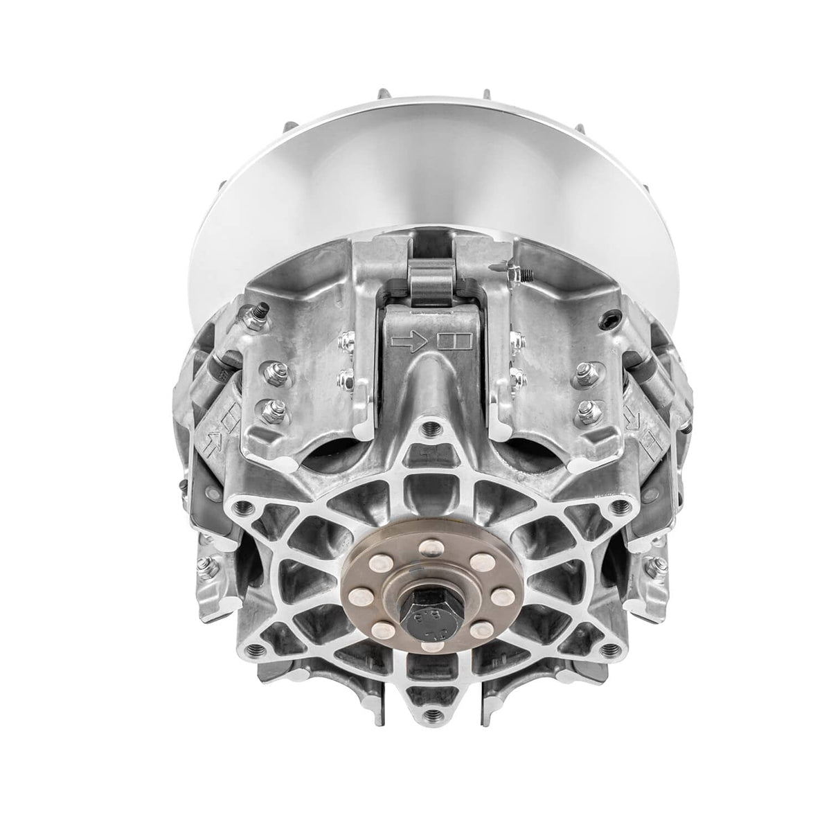 Primary clutch assembly with metal cover and mounting plates