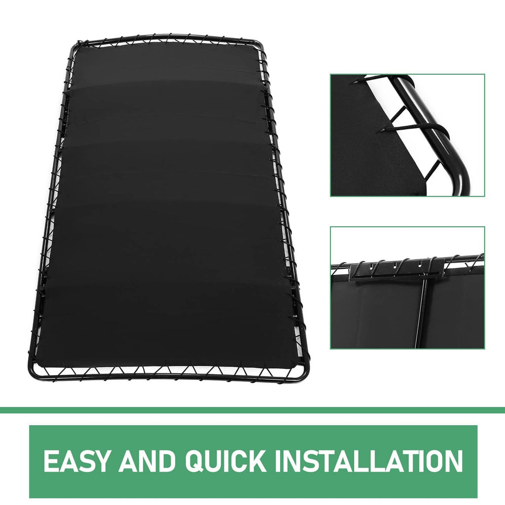 Black golf cart roof sun top with steel frame and side support bars