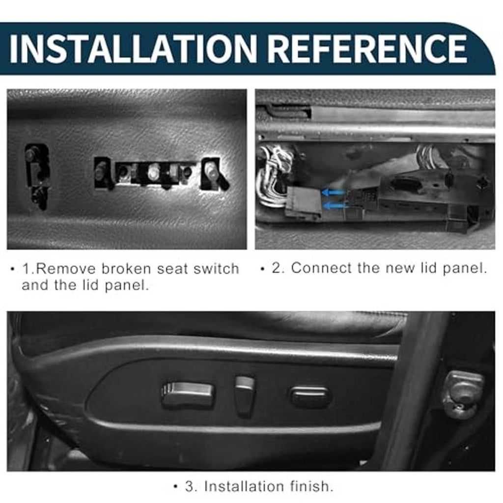 Power seat switch installation reference with wiring connector and mounting area