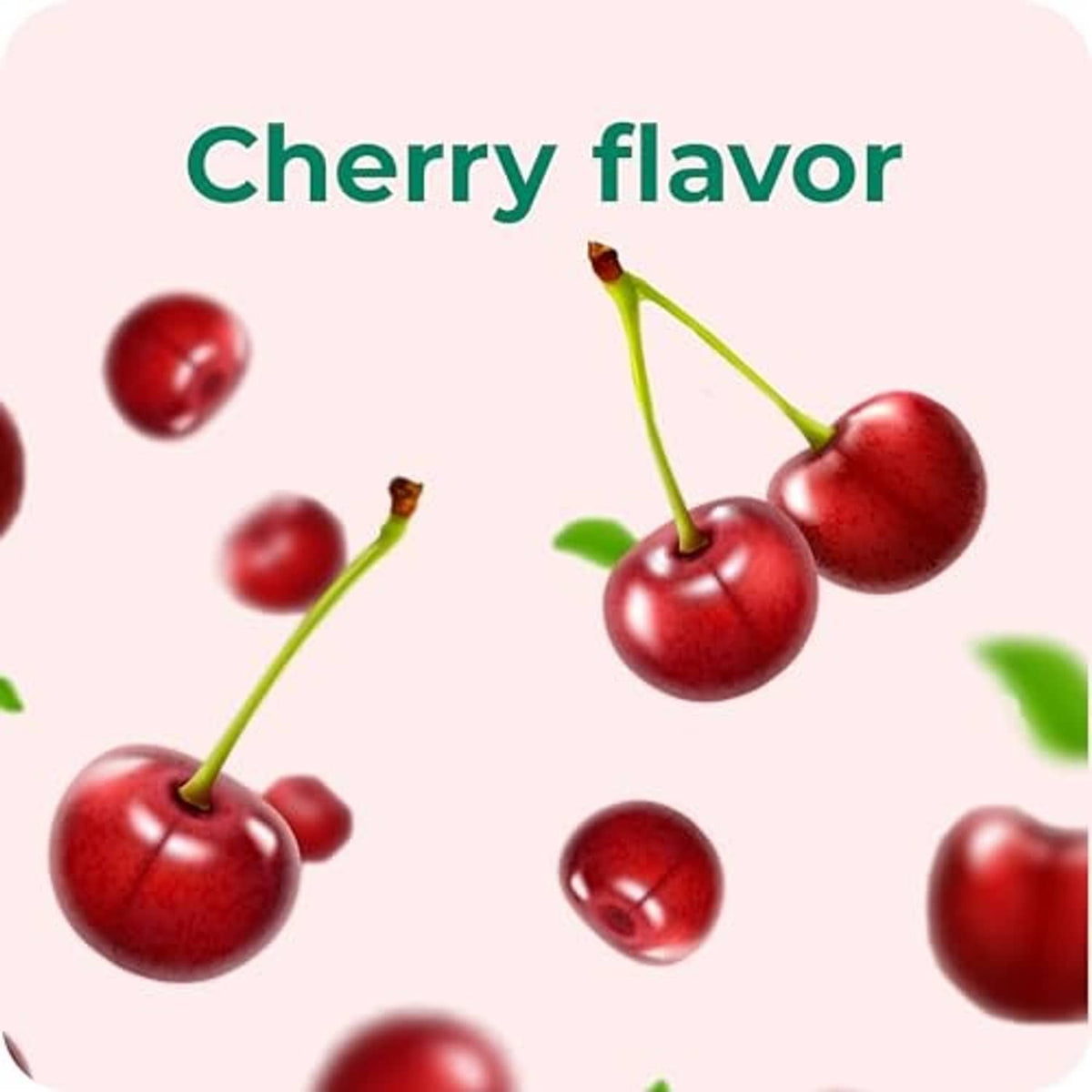 Cherry flavored illustration with red cherries for Dulcolax Liquid saline laxative