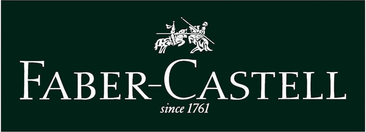 Faber-Castell logo on dark green background