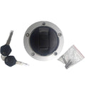 Fuel tank cap cover with black lock insert, silver ring, keys and small hardware bag