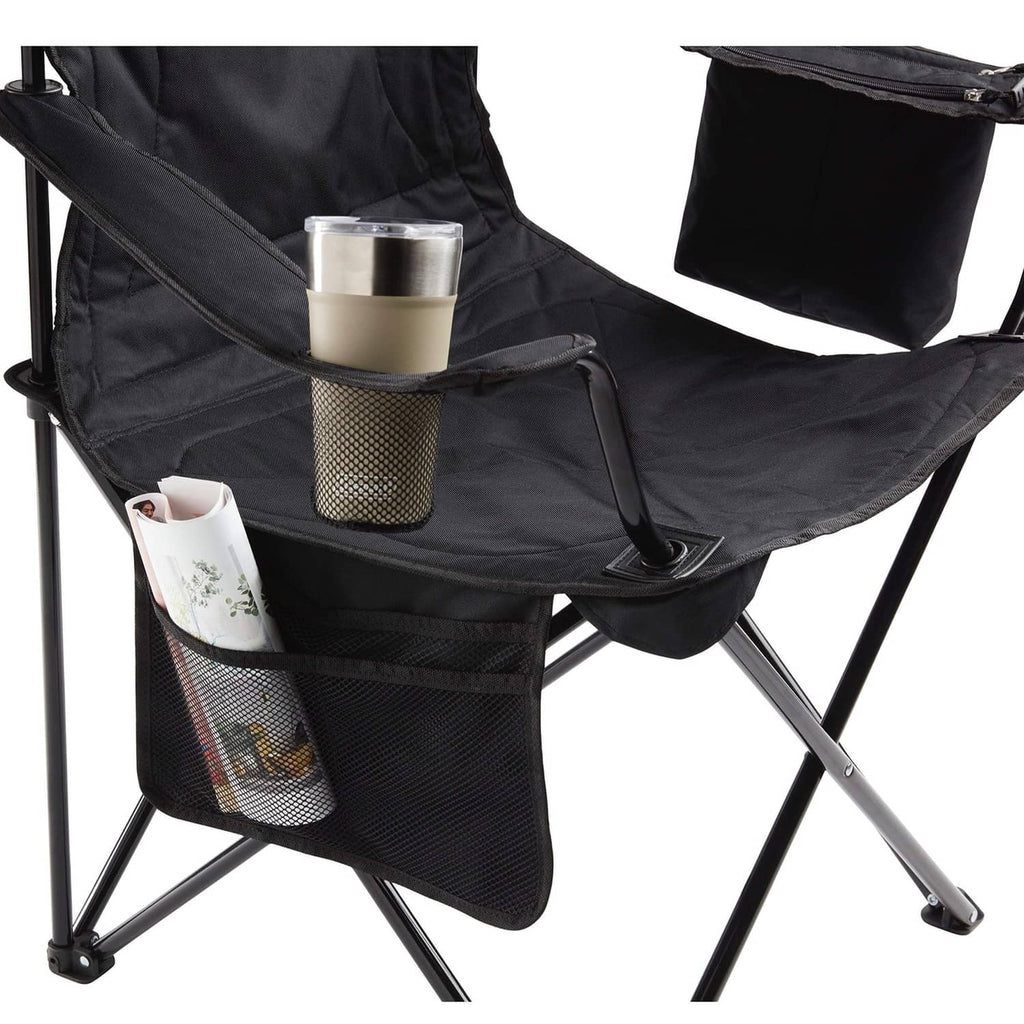 Coleman quad camp chair with front cooler bag and mesh cup holder storage