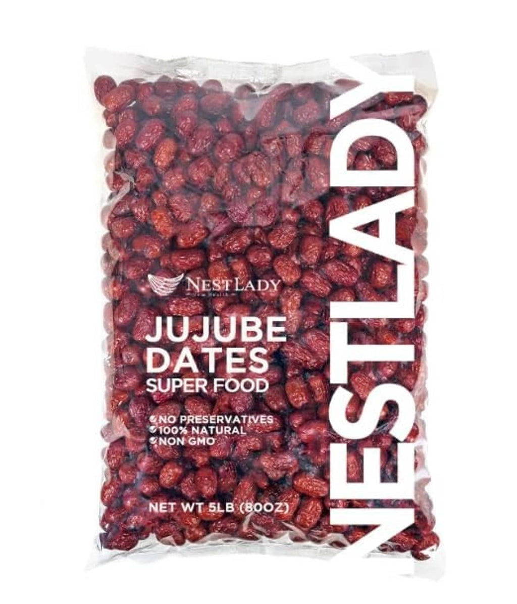 Clear bag of dried Chinese red jujube dates (red dates)