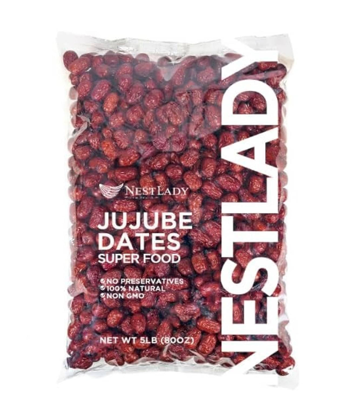 Clear bag of dried Chinese red jujube dates (red dates)