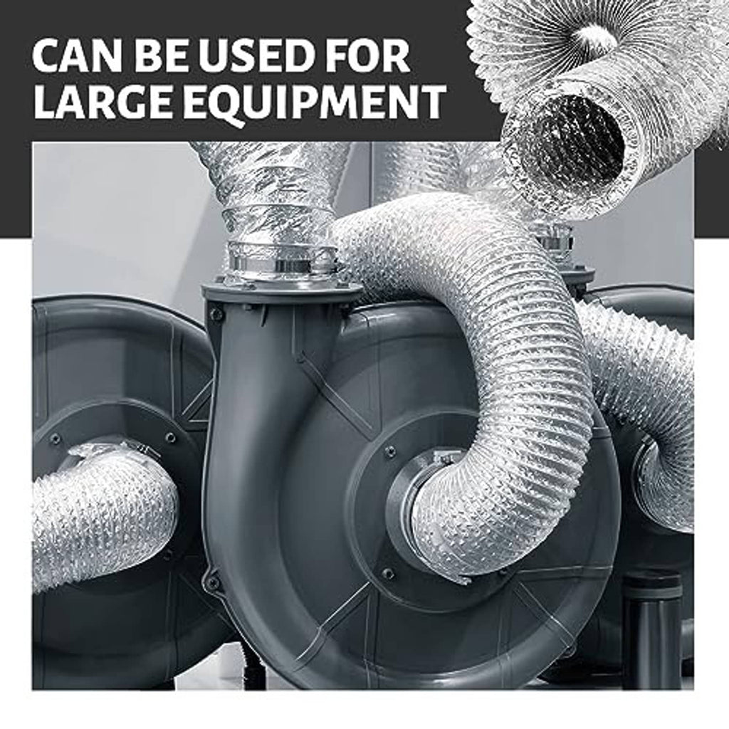 Dryer vent blower connection with silver flexible aluminum foil ducting hoses