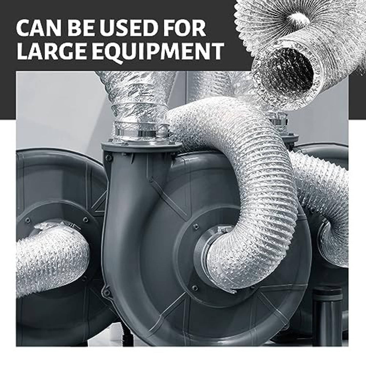 Dryer vent blower connection with silver flexible aluminum foil ducting hoses