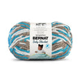 Multicolor striped super bulky baby blanket yarn skein with product label