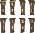 Set of bronze metal brick hanger clips, serrated top teeth and two oval hook slots