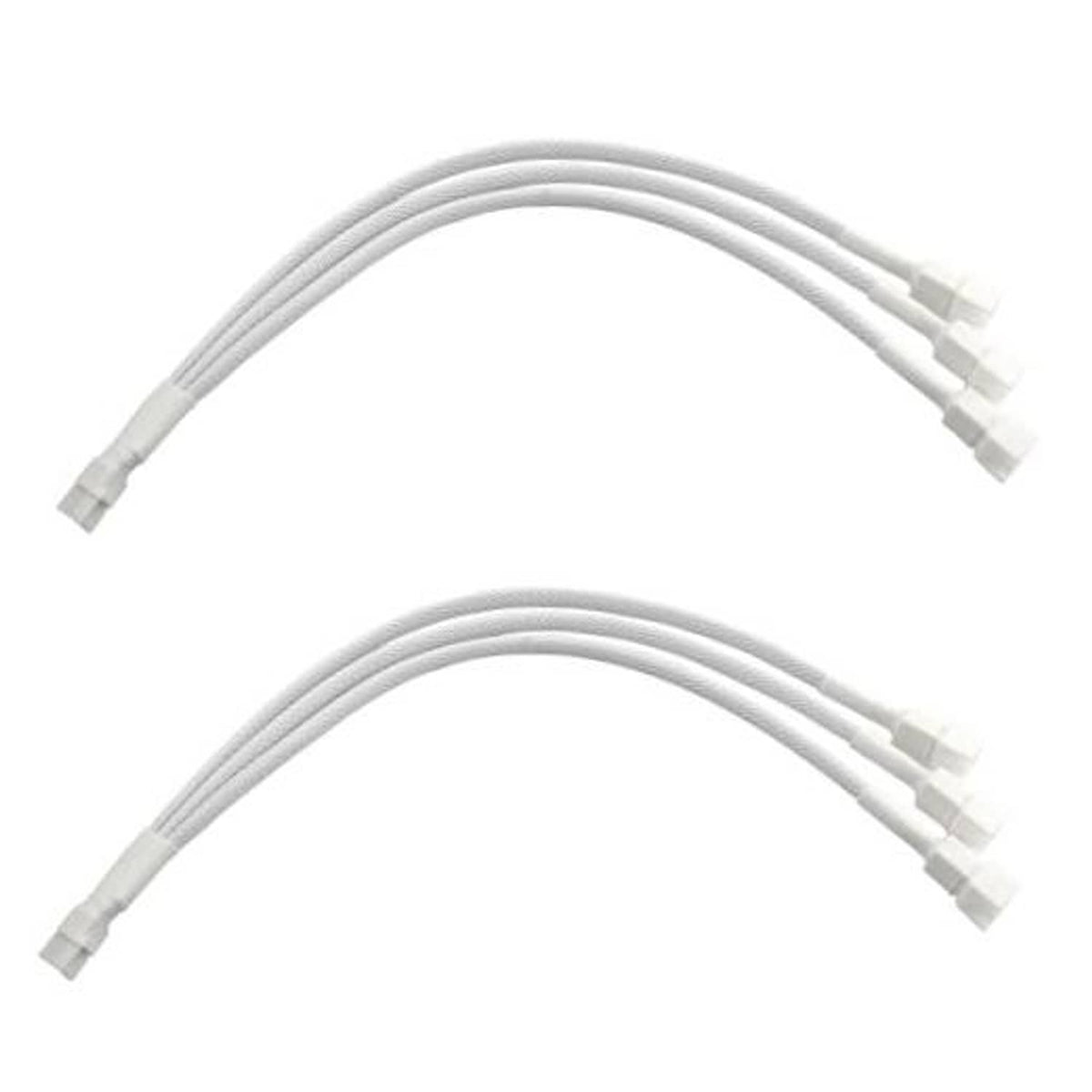 White 4-pin PWM fan splitter cable set, one-to-three split, 27cm leads