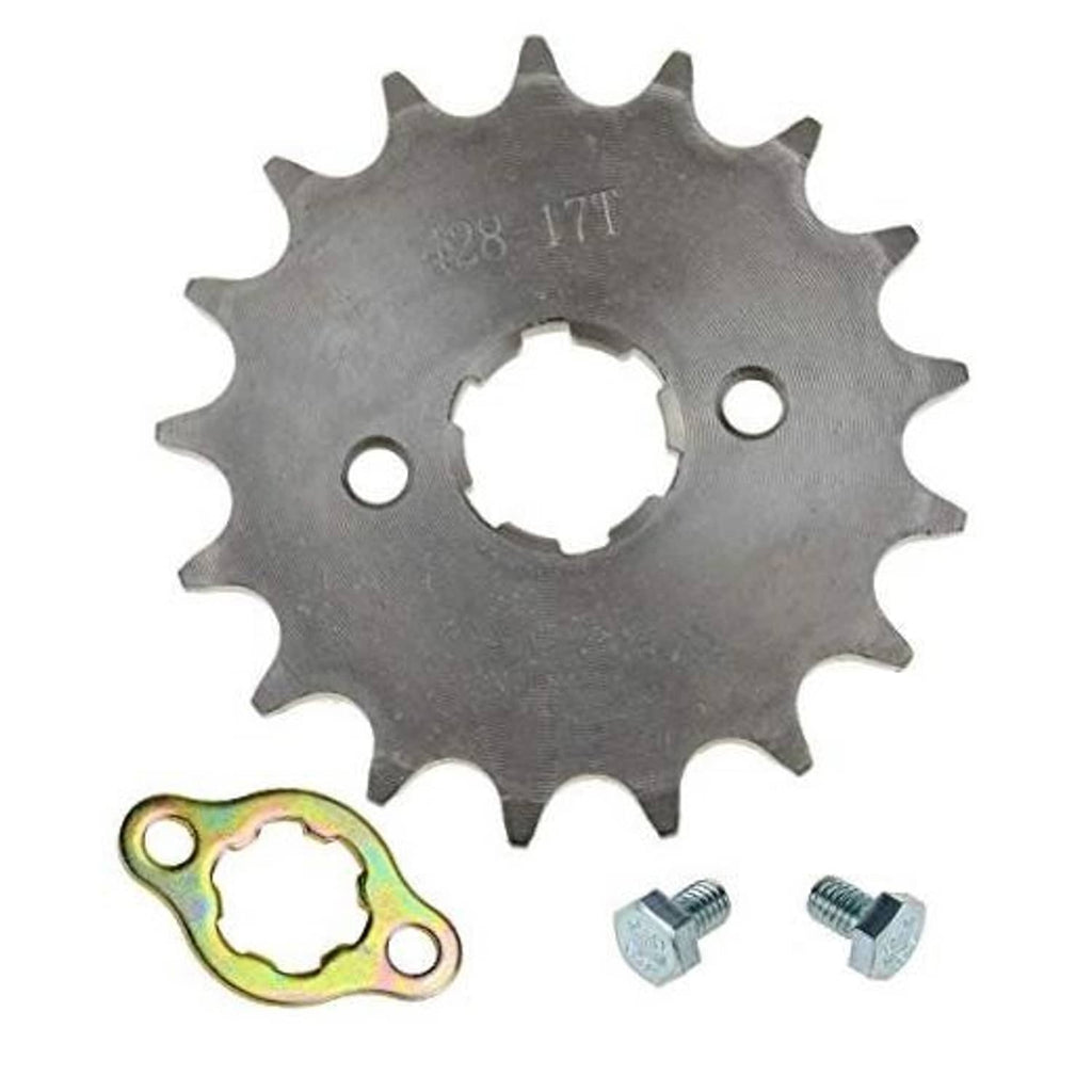 17T motorcycle front engine sprocket, metal gray with mounting holes
