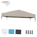 Beige pop-up canopy replacement top with flat peaked roof and side panels