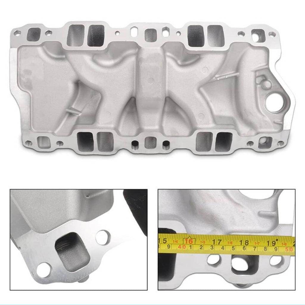 Aluminum intake manifold underside with machined ports and mounting holes