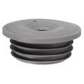 Gray silicone drain pipe seal ring with ridged stack and center opening