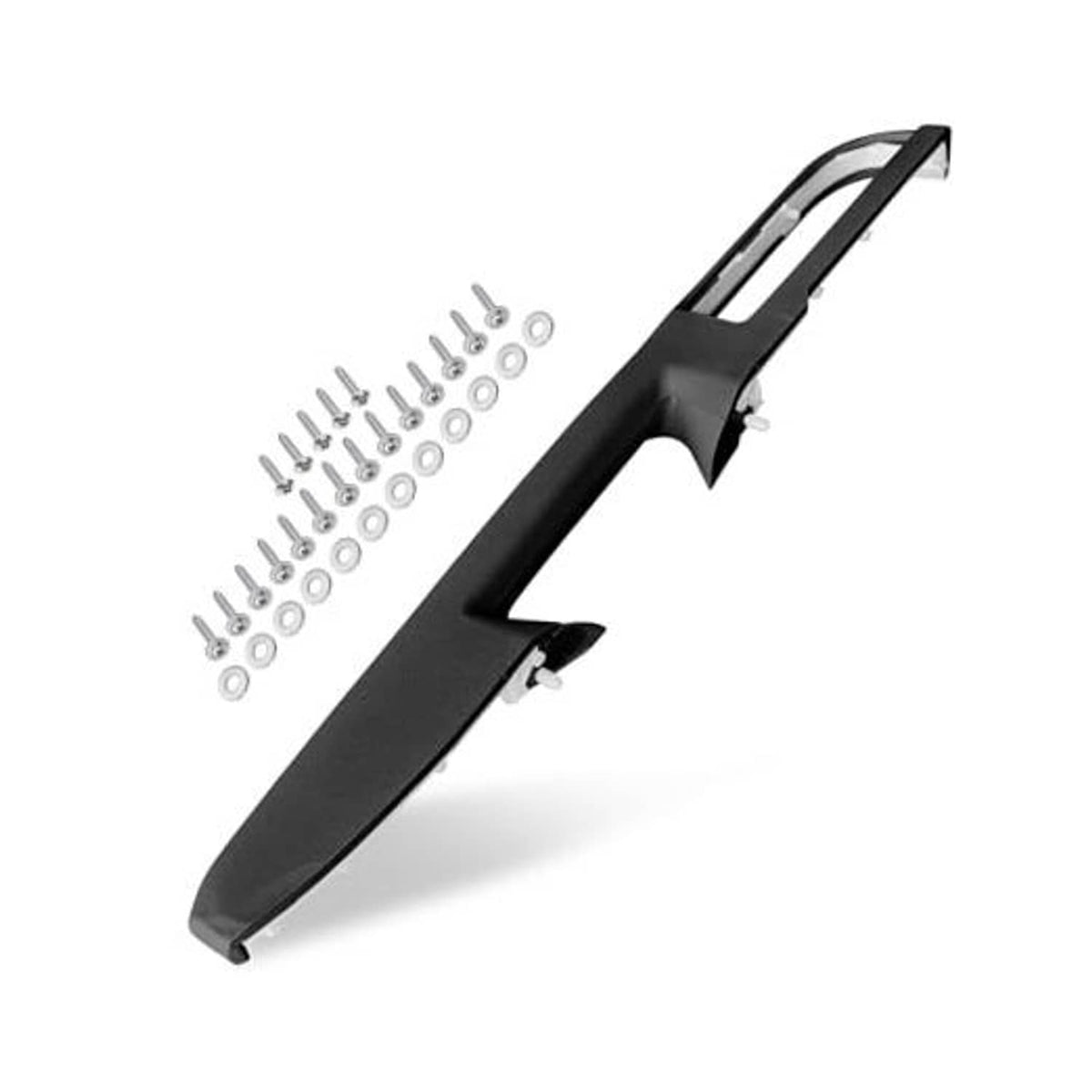 Black front door armrest with mounting bracket and passenger-side hardware kit
