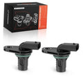 Pair of camshaft position sensors, black housings with green seals and mounting flanges