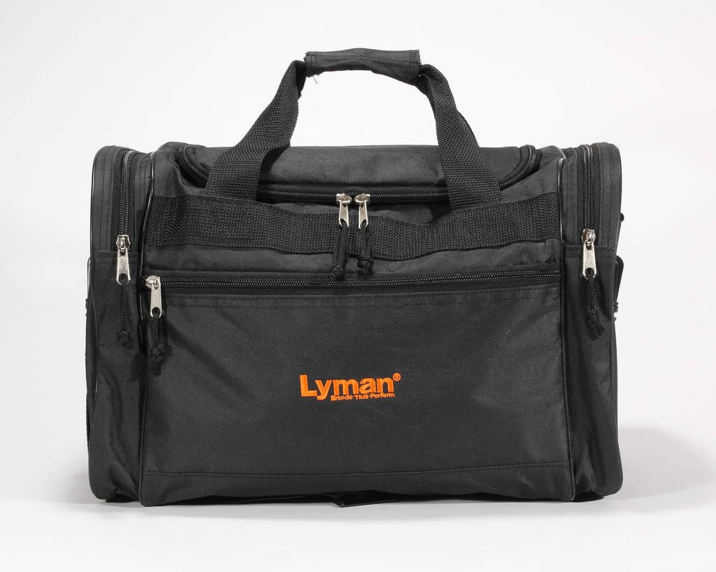 Lyman shooting range gun bag, black with top carry handle, side buckles and front zipper
