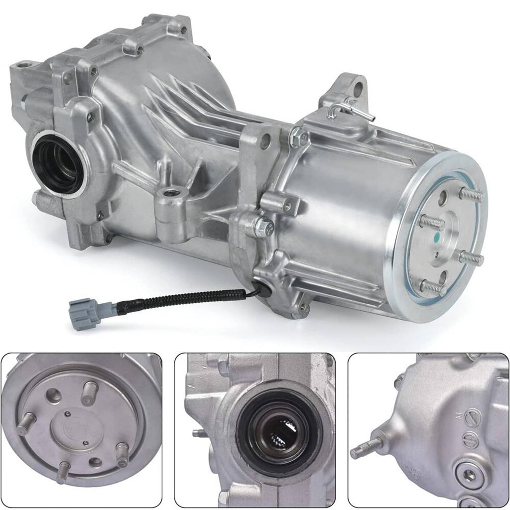 Rear differential carrier assembly with circular seals and detailed mounting hardware close-ups