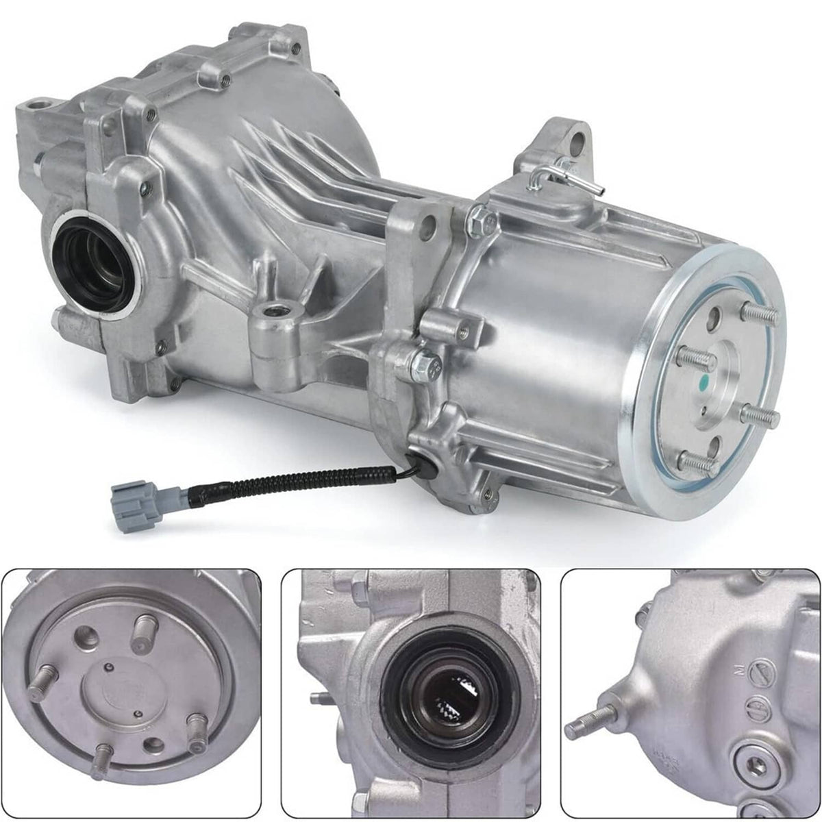 Rear differential carrier assembly with circular seals and detailed mounting hardware close-ups