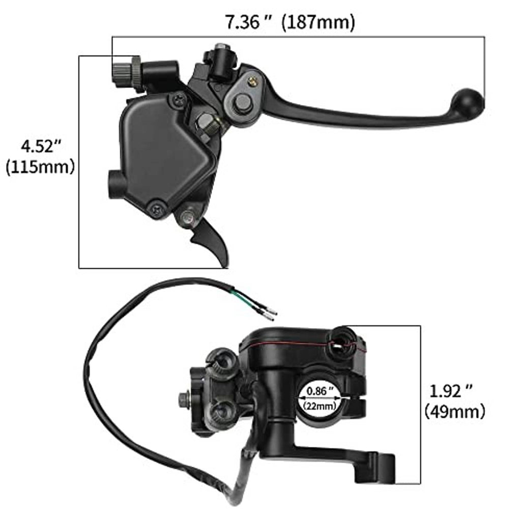 Thumb throttle and dual brake lever assembly with cable and mounting bracket