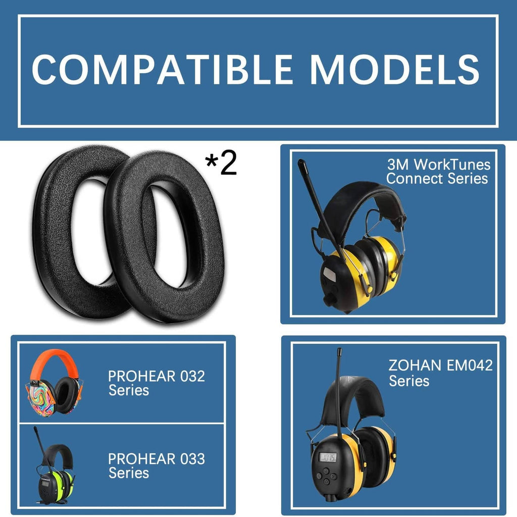 Pair of black foam ear pads with oval cutouts