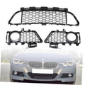Front bumper grille set with black honeycomb mesh and fog-light openings, 3 pieces