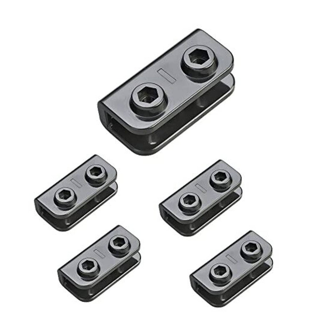 5-pack rectangular tent leg connector brackets with two hex nut openings, dark gray