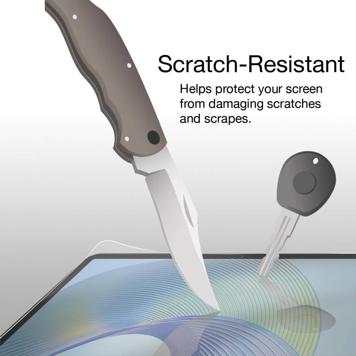 Scratch-resistant screen protector film with protective surface against scratches