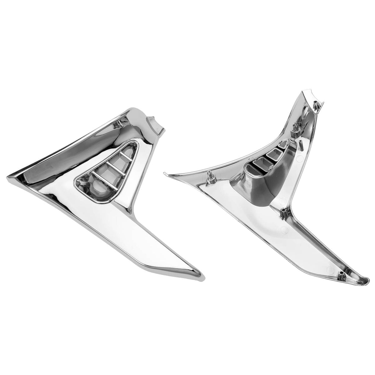 Modified triangle fairing covers, chrome/silver with vented inserts and sleek contours